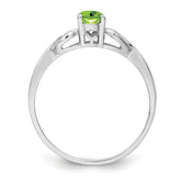 Sterling Silver Rhodium-plated Peridot Ring